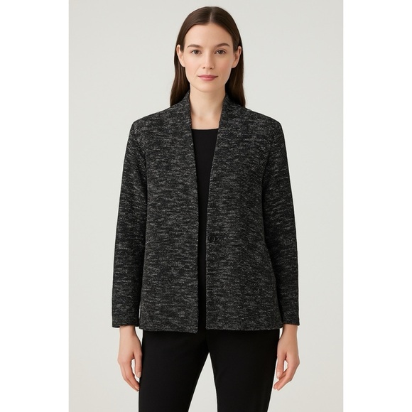 Eileen Fisher Micro Tweed Knit Single Button Sweater Blazer - Picture 1 of 10
